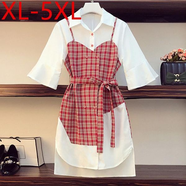 plus size dresses xl-5xl fit weight 45-90kg summer for women plaid camisole fake two-piece patchwork large white shirt dress, Black
plus size dresses xl-5xl fit weight 45-90kg summer for women plaid camisole fake two-piece patchwork large white shirt dress, Black