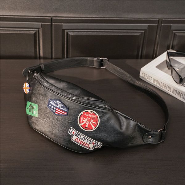 pockets personality badge single shoulder bag waist fashion korean men's leather young and women's chest
pockets personality badge single shoulder bag waist fashion korean men's leather young and women's chest