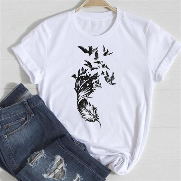 short sleeve feather casual womens t shirts cute fashion cartoon summer graphic lady print tee female tshirts clothes shirt, White
short sleeve feather casual womens t shirts cute fashion cartoon summer graphic lady print tee female tshirts clothes shirt, White