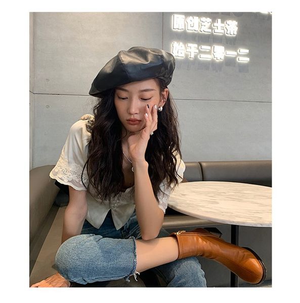 british exaggerated design leather beret signature version street p show face little painter hat fashion versatile cloud hat zy, Blue;gray
british exaggerated design leather beret signature version street p show face little painter hat fashion versatile cloud hat zy, Blue;gray