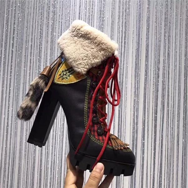 boots british chunky high heel woman wool fur inside ankle tail pathwork winter women lace up real pos, Black
boots british chunky high heel woman wool fur inside ankle tail pathwork winter women lace up real pos, Black