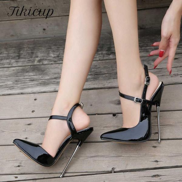 dress shoes tikicup 16cm metal stiletto high heels women patent leather slingbacks pumps ladies party club plus size 35-46, Black
dress shoes tikicup 16cm metal stiletto high heels women patent leather slingbacks pumps ladies party club plus size 35-46, Black