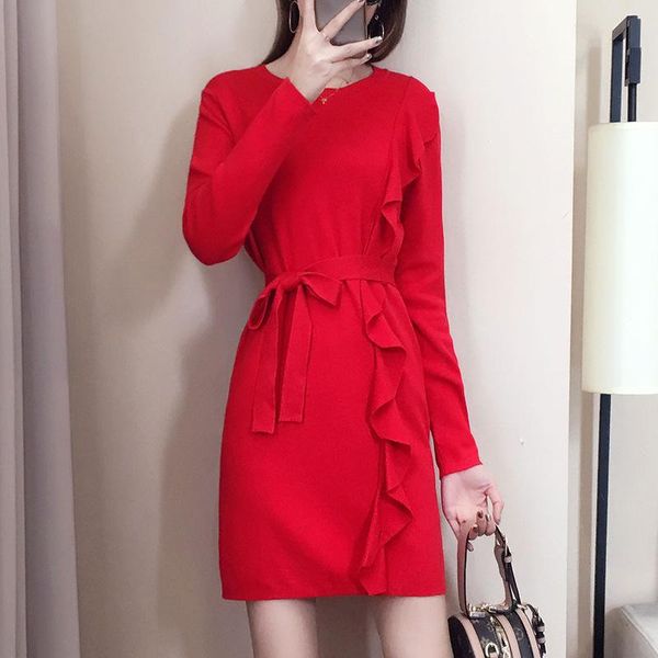 casual dresses fashion solid women dress long sleeve vintage warm ruffles bandage knitting elegant vestido spring autumn clothes s-xl, Black;gray
casual dresses fashion solid women dress long sleeve vintage warm ruffles bandage knitting elegant vestido spring autumn clothes s-xl, Black;gray