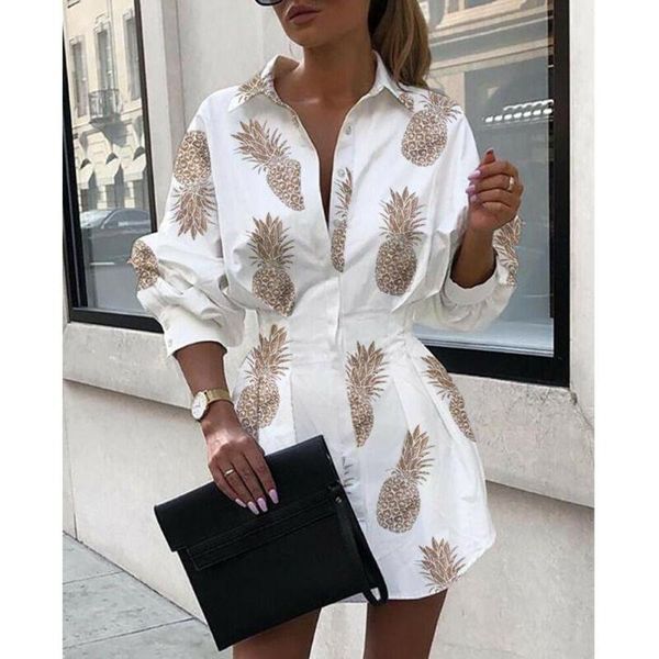 casual pineapple print shirt dress women summer button high waist long sleeve white mini female slim dresses, Black;gray
casual pineapple print shirt dress women summer button high waist long sleeve white mini female slim dresses, Black;gray