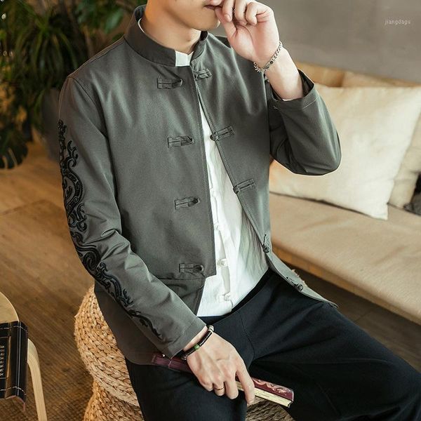 men's jackets chinese style retro plus size 5xl tang suit zhongshan young men embroidered hanfu male traditional coat, Black;brown
men's jackets chinese style retro plus size 5xl tang suit zhongshan young men embroidered hanfu male traditional coat, Black;brown