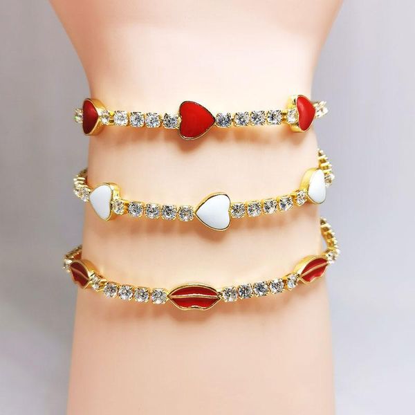 beaded, strands 10pcs, enamel heart / lip charm thin cz tennis chain gold color trendy women girlfriend gift bracelet, Black
beaded, strands 10pcs, enamel heart / lip charm thin cz tennis chain gold color trendy women girlfriend gift bracelet, Black