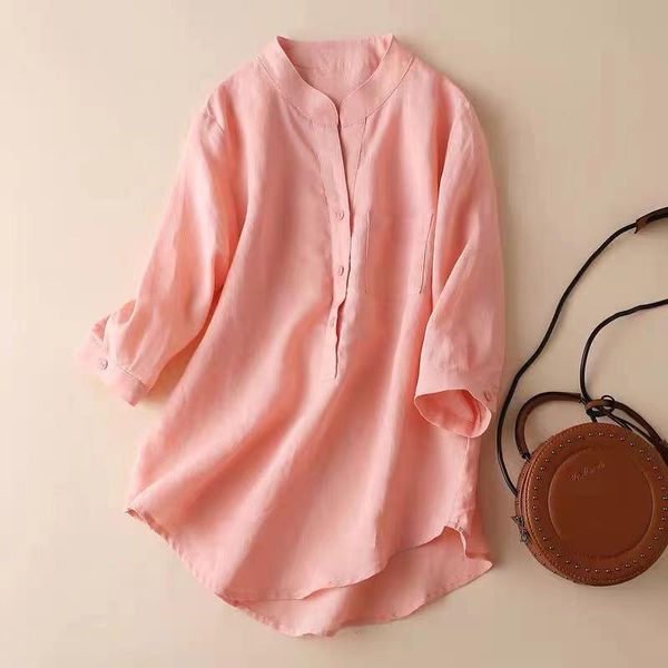 women's blouses & shirts cotton linen women summer vintage 2021 solid loose half sleeved casual female outwear coats, White
women's blouses & shirts cotton linen women summer vintage 2021 solid loose half sleeved casual female outwear coats, White