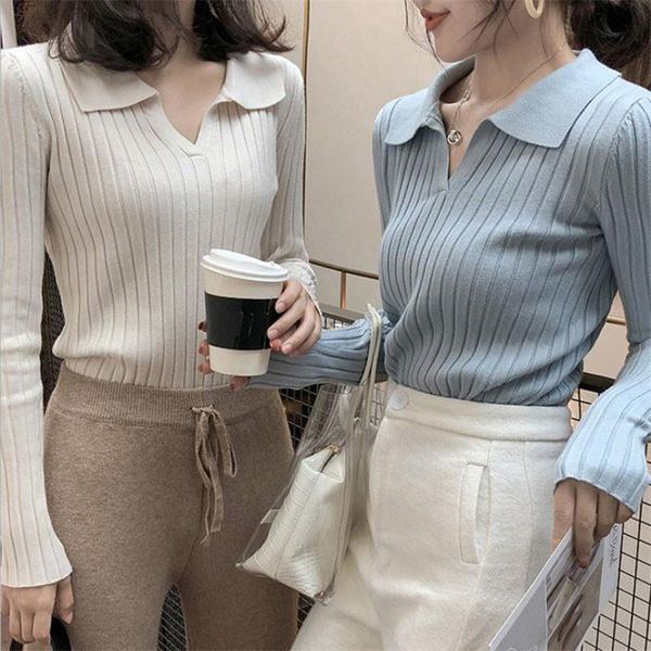 women's sweaters women autumn winter lapel sweater pullovers 2021 korean fashion long sleeve knitted high elastic solid, White;black
women's sweaters women autumn winter lapel sweater pullovers 2021 korean fashion long sleeve knitted high elastic solid, White;black