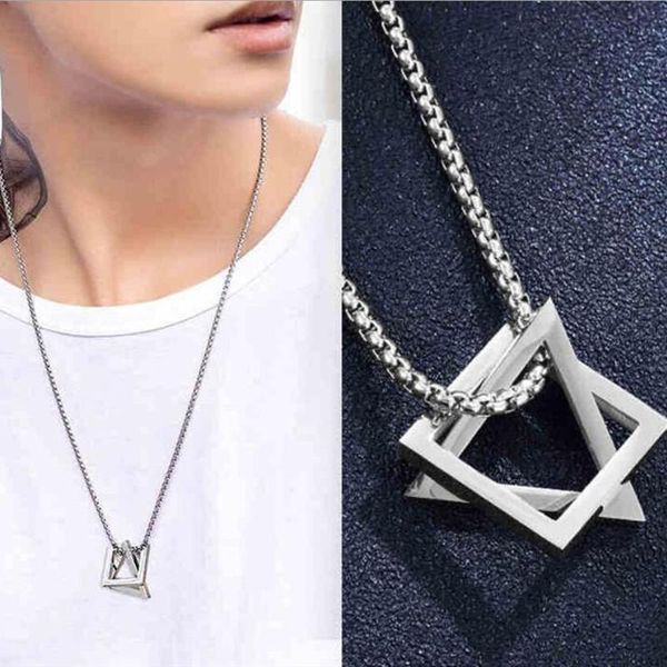 pendant necklaces black triangle necklace for men stainless steel chain mens geometric neck jewelry, Silver
pendant necklaces black triangle necklace for men stainless steel chain mens geometric neck jewelry, Silver