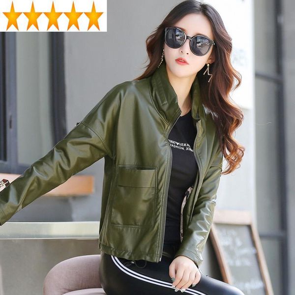 women's leather & faux jacket 2021 autumn arrival short korean coat jackets for women chaqueta cuero mujer kj744, Black
women's leather & faux jacket 2021 autumn arrival short korean coat jackets for women chaqueta cuero mujer kj744, Black