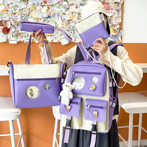 school bags 4-piece canvas women backpack cute girl schooltas kawaii bag for elementary students big woman book tasks 2021
school bags 4-piece canvas women backpack cute girl schooltas kawaii bag for elementary students big woman book tasks 2021