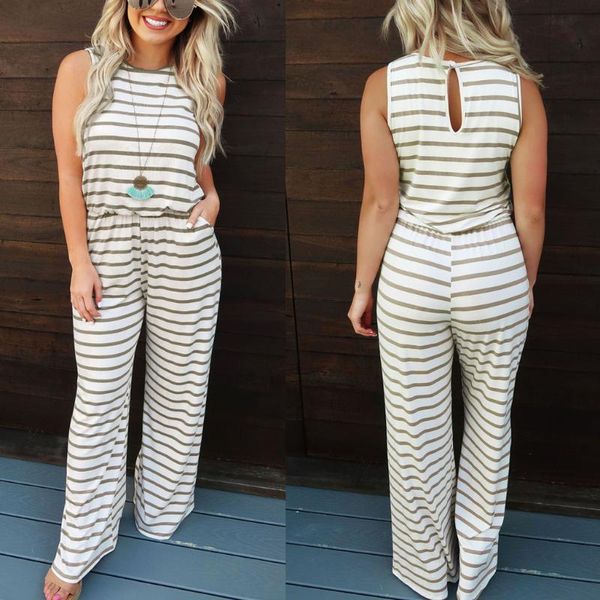 women's jumpsuits & rompers summer women casual sleeveless loose striped pocket fashion ladies o-neck bodysuit wide leg pants long trou, Black;white
women's jumpsuits & rompers summer women casual sleeveless loose striped pocket fashion ladies o-neck bodysuit wide leg pants long trou, Black;white