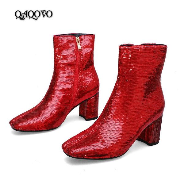 boots women fashion sequined ankle square high heels booties autumn winter toe ladies black silver red 2021
boots women fashion sequined ankle square high heels booties autumn winter toe ladies black silver red 2021