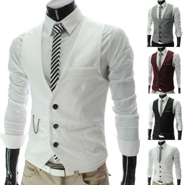 men's vests fashion blazer suit waistcoat men vest solid color v neck sleeveless button pocket coat for male, Black;white
men's vests fashion blazer suit waistcoat men vest solid color v neck sleeveless button pocket coat for male, Black;white