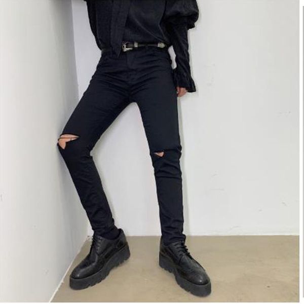 men's pants men black slim fit hole ripped jeans trousers male women punk gothic fashion hip hop skinny denim pencil pant mens 
men's pants men black slim fit hole ripped jeans trousers male women punk gothic fashion hip hop skinny denim pencil pant mens