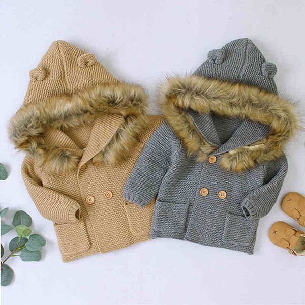 autumn winter warm baby boy girl born long sleeve hooded jacket infant boys knitted cardigan coat 210429, Blue 
autumn winter warm baby boy girl born long sleeve hooded jacket infant boys knitted cardigan coat 210429, Blue