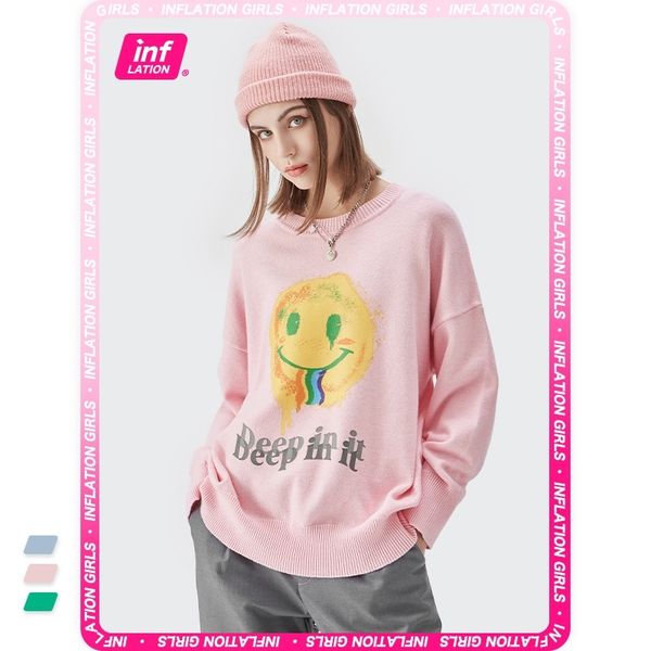 inf women's clothing | 2021 autumn and winter new hand-painted graffiti smiling face loose warm casual pullover long sleeved sweater fo, White;black
inf women's clothing | 2021 autumn and winter new hand-painted graffiti smiling face loose warm casual pullover long sleeved sweater fo, White;black