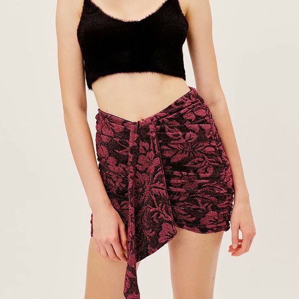 women's retro gold silk jacquard rose half skirt fashion high waist pleated mini 210521, Black
women's retro gold silk jacquard rose half skirt fashion high waist pleated mini 210521, Black
