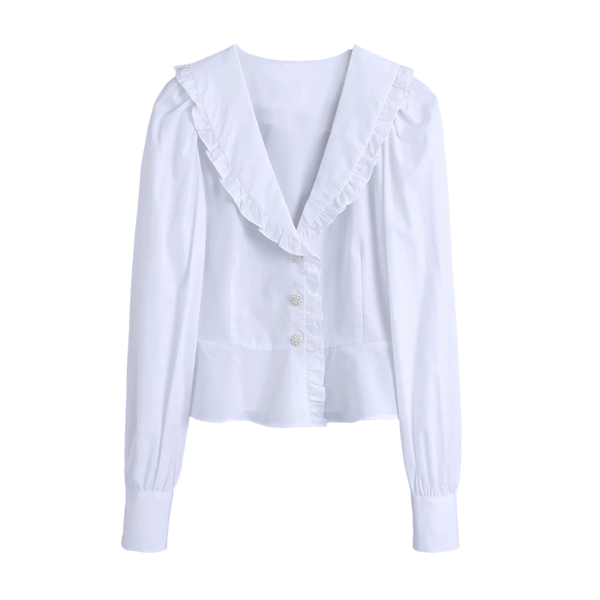 women's blouses & shirts puwd vintage woman white ruffles puff sleeve short blouse 2021 spring fashion ladies diamond button female ele
women's blouses & shirts puwd vintage woman white ruffles puff sleeve short blouse 2021 spring fashion ladies diamond button female ele