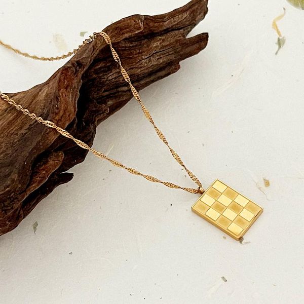 pendant necklaces monlansher geometric lattice square card necklace titanium steel chain choker hip hop stylish jewelry, Silver
pendant necklaces monlansher geometric lattice square card necklace titanium steel chain choker hip hop stylish jewelry, Silver