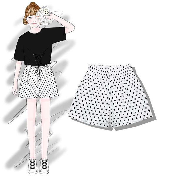 women's shorts 2021 fashion women polka dot loose slim casual high waist, White;black
women's shorts 2021 fashion women polka dot loose slim casual high waist, White;black