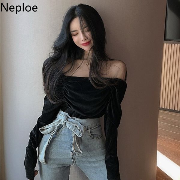 neploe fashion gauze patchwork woman tshirts slash neck temperament velvet tees ropa mujer lady vintage black women 210422, White
neploe fashion gauze patchwork woman tshirts slash neck temperament velvet tees ropa mujer lady vintage black women 210422, White