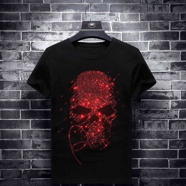 fashion t shirt 2021 summer skull head drill short sleeve men's korean version slim personality social guy big size half trendy man, White;black
fashion t shirt 2021 summer skull head drill short sleeve men's korean version slim personality social guy big size half trendy man, White;black