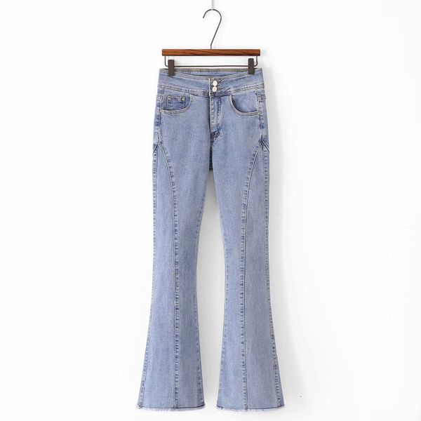 women's jeans two-button high-waisted flared for spring pants ladies and women fashion urban casual v8ee, Blue
women's jeans two-button high-waisted flared for spring pants ladies and women fashion urban casual v8ee, Blue