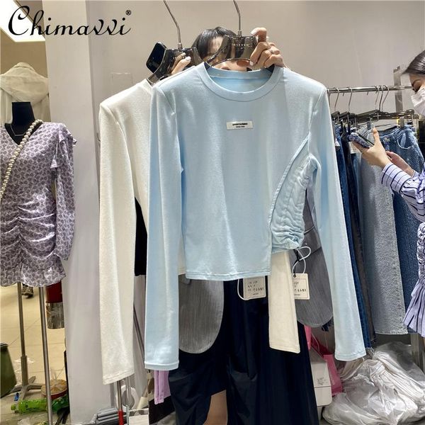 spring unique letter labeling side pleated drawstring simple t-shirt women long padded shoulder casual for lady women's, White
spring unique letter labeling side pleated drawstring simple t-shirt women long padded shoulder casual for lady women's, White