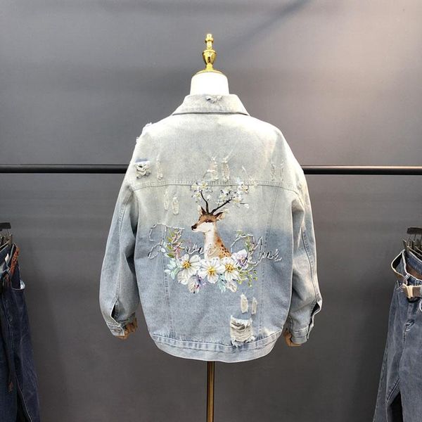 women's jackets harajuku blue jean jacket female spring 2021 loose fashion deer print beaded hole denim ropa de mujer casual long sleev, Black;brown
women's jackets harajuku blue jean jacket female spring 2021 loose fashion deer print beaded hole denim ropa de mujer casual long sleev, Black;brown