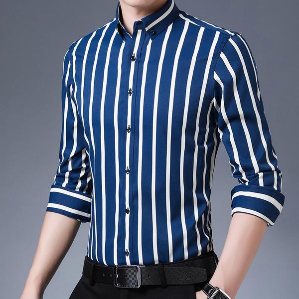 striped elastic collar men's long-sleeved business casual shirt buttons shirts, White;black
striped elastic collar men's long-sleeved business casual shirt buttons shirts, White;black