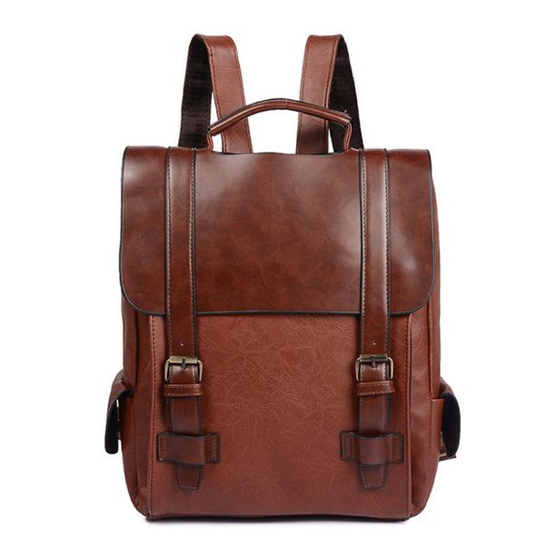 backpack men vintage pu leather male with double belt mochila travel bag lapschool
backpack men vintage pu leather male with double belt mochila travel bag lapschool