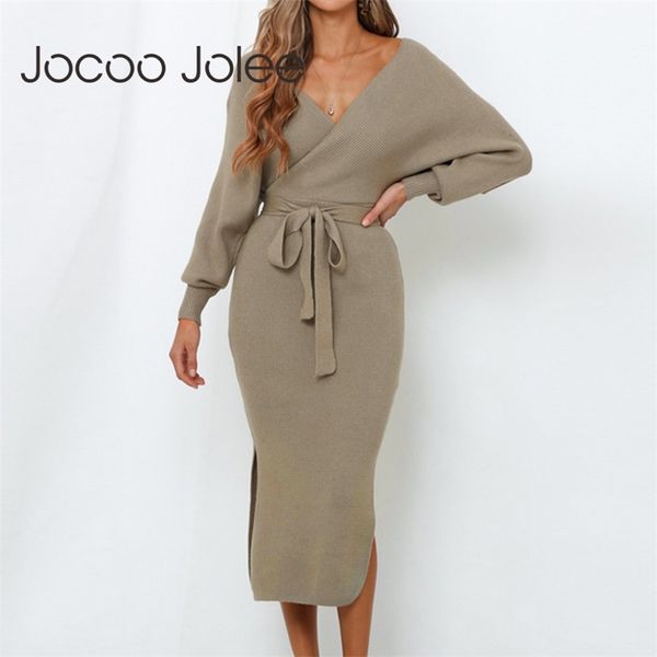 women v neck backless knitted autumn winter batwing sleeve sweater midi elegant split bodycon dress 210416, Black;gray
women v neck backless knitted autumn winter batwing sleeve sweater midi elegant split bodycon dress 210416, Black;gray