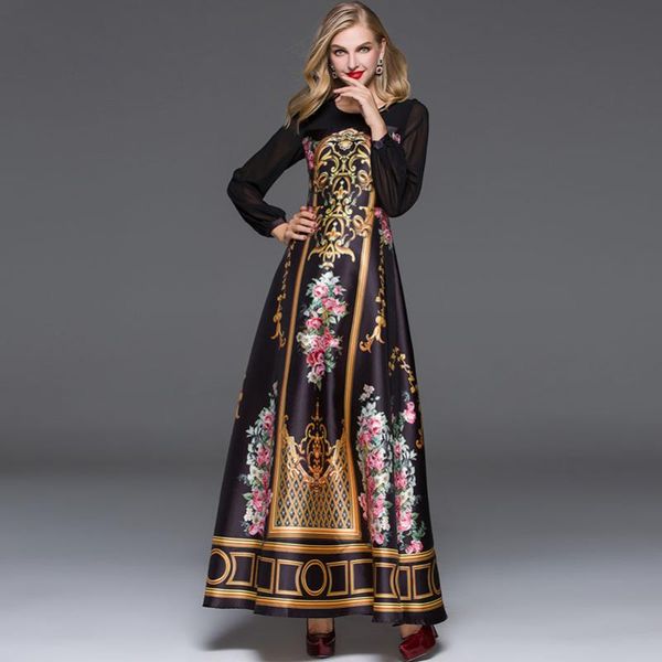 casual dresses elegant designer maxi dress 2021 women's printed perspective sleeve patchwork vintage long high quality, Black;gray
casual dresses elegant designer maxi dress 2021 women's printed perspective sleeve patchwork vintage long high quality, Black;gray