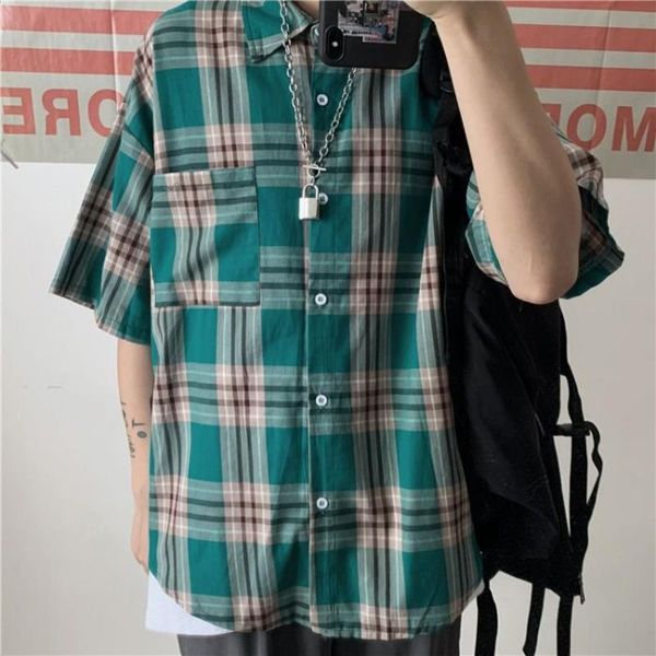 summer plaid shirt men's fashion retro casual shirts mens streetwear wild loose korean short sleeve men -xl, White;black
summer plaid shirt men's fashion retro casual shirts mens streetwear wild loose korean short sleeve men -xl, White;black