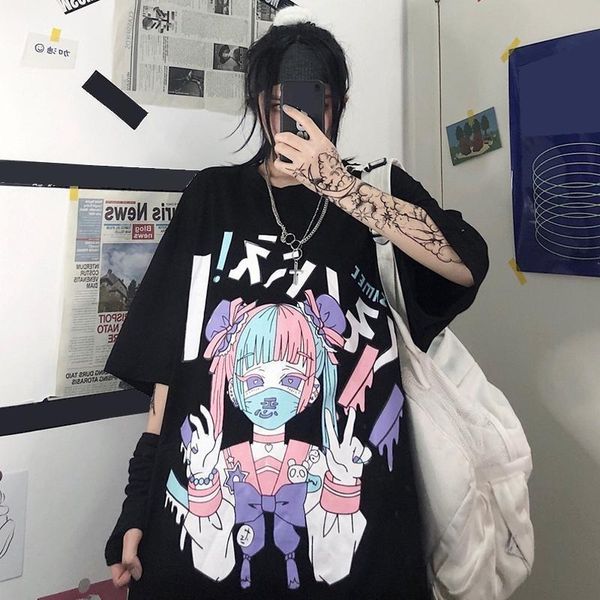 women's t-shirt dark black net red short sleeve loose size fat mm240kg student yuan sufeng animation 100 fashion, White
women's t-shirt dark black net red short sleeve loose size fat mm240kg student yuan sufeng animation 100 fashion, White