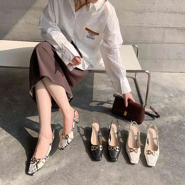 sandals square toe women 2021 snake printed slides back strap metal decoration thin low heels slingback fashion 39 g63y, Black 
sandals square toe women 2021 snake printed slides back strap metal decoration thin low heels slingback fashion 39 g63y, Black