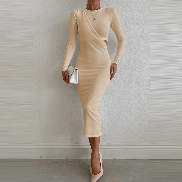 casual dresses autumn fashion o-neck solid bodycon dress lady rib patchwork hollow asymmetric long women elegant sleeve, Black;gray
casual dresses autumn fashion o-neck solid bodycon dress lady rib patchwork hollow asymmetric long women elegant sleeve, Black;gray