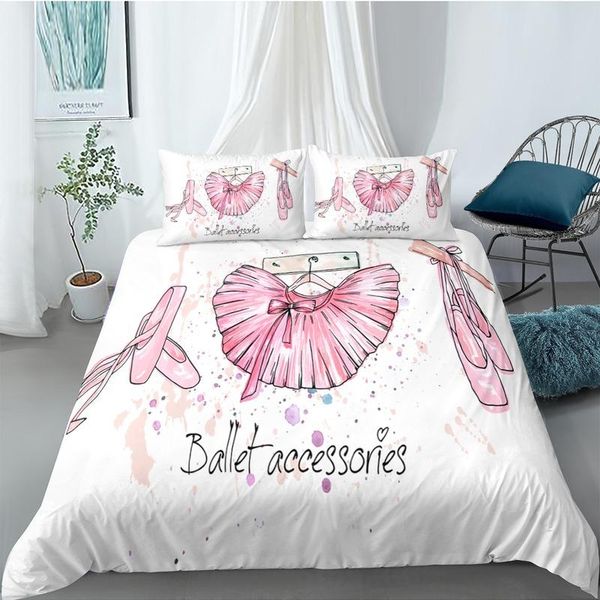 bedding sets pink duvet cover ballet shoes dress set white cartoon home textile bedclothes king/single/twin size for kids 135x200cm 
bedding sets pink duvet cover ballet shoes dress set white cartoon home textile bedclothes king/single/twin size for kids 135x200cm