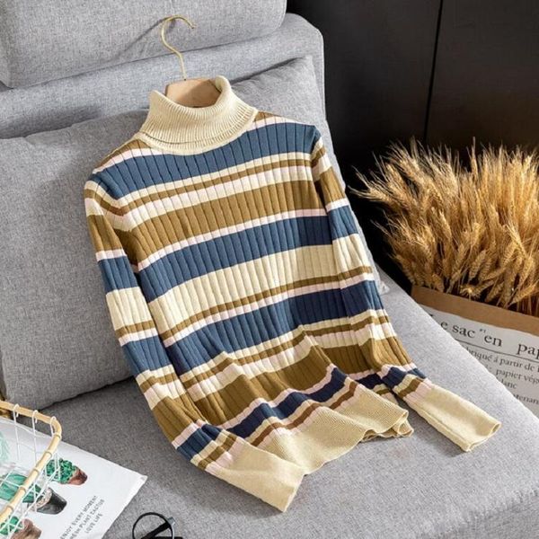 women's sweaters chic striped women turtleneck sweater autumn winter thick warm knitted color block slim female jumper 2021, White;black
women's sweaters chic striped women turtleneck sweater autumn winter thick warm knitted color block slim female jumper 2021, White;black