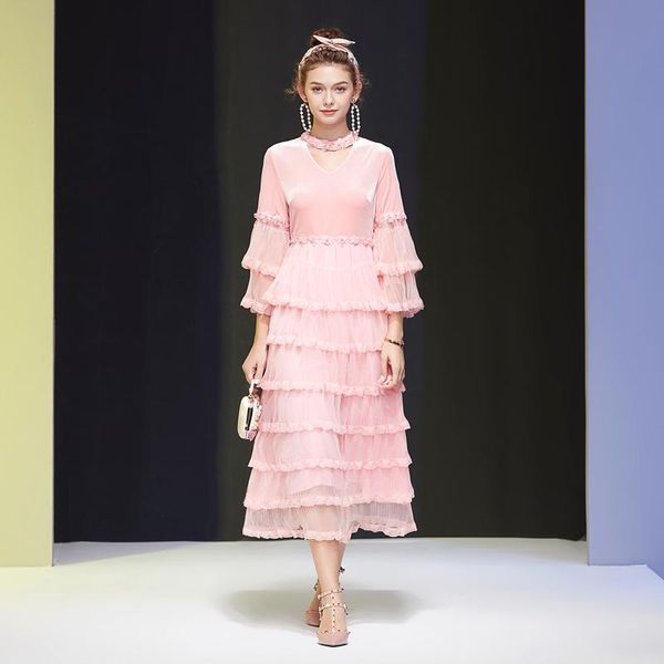 designer fashion beading appliques mesh lace ruffled layered stitching velvet spring autumn elegant chic women's long dress casual dres, Black;gray
designer fashion beading appliques mesh lace ruffled layered stitching velvet spring autumn elegant chic women's long dress casual dres, Black;gray