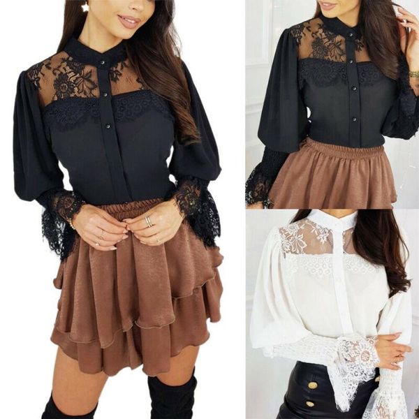 women's blouses & shirts fashion women lace up flare sleeve ladies summer solid long casual blouse vu2d, White 
women's blouses & shirts fashion women lace up flare sleeve ladies summer solid long casual blouse vu2d, White