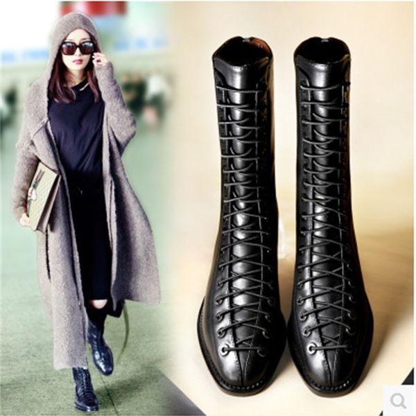 boots women's shoes winter keep warm bottom locomotive, Black