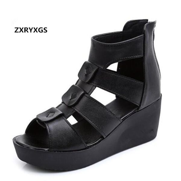summer roman sandals platform shoes woman genuine leather women high heel comfort wedges, Black
summer roman sandals platform shoes woman genuine leather women high heel comfort wedges, Black