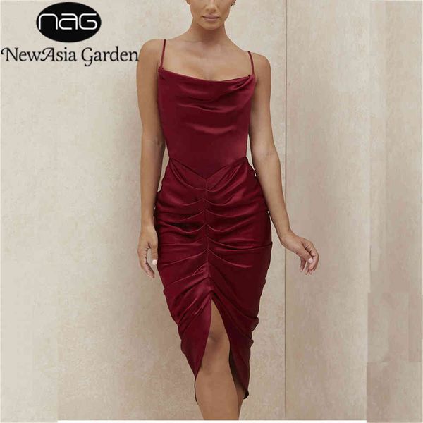 newasia women red satin dress split ruched spaghetti straps cowl neck backless midi dresses summer party clothes 210413, Black;gray
newasia women red satin dress split ruched spaghetti straps cowl neck backless midi dresses summer party clothes 210413, Black;gray