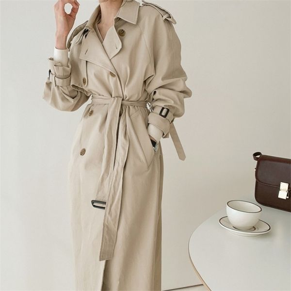 women double-breasted long trench coat autumn winter casual za elegant loose overcoat fashion sleeve windbreaker femme 211021, Tan;black
women double-breasted long trench coat autumn winter casual za elegant loose overcoat fashion sleeve windbreaker femme 211021, Tan;black