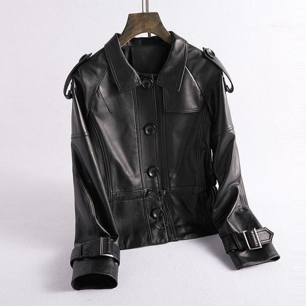 women's leather & faux shzq short coat 2021 spring and autumn sheepskin single jacket motorcycle clothes korean version is, Black
women's leather & faux shzq short coat 2021 spring and autumn sheepskin single jacket motorcycle clothes korean version is, Black