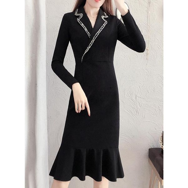 casual dresses 2021 spring fashion professional dress female mid-length temperament ladies suit collar long-sleeved fishtail tide, Black;gray
casual dresses 2021 spring fashion professional dress female mid-length temperament ladies suit collar long-sleeved fishtail tide, Black;gray