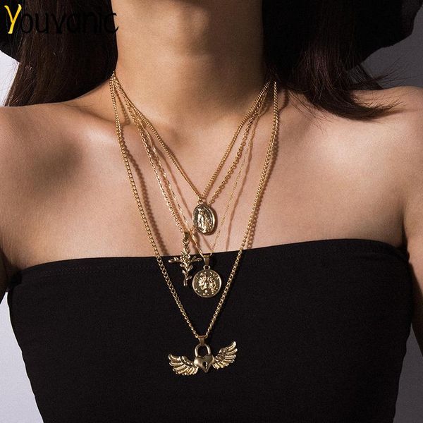 youvanic gothic cross coin wing heart pendant necklace for women layered long chain statement choker collar fashion jewelry 2590 necklaces, Silver
youvanic gothic cross coin wing heart pendant necklace for women layered long chain statement choker collar fashion jewelry 2590 necklaces, Silver