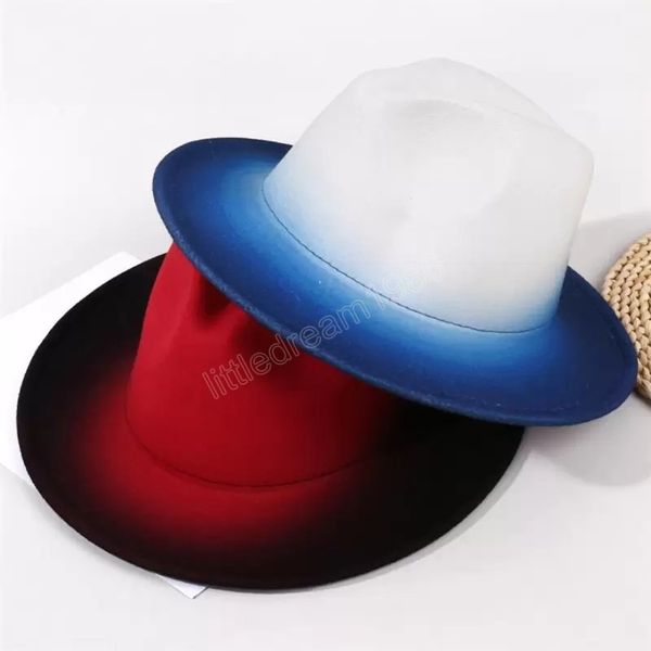 gradient felt fedora hat for women men fedoras bulk formal hats woman man wide brim jazz panama cap female male fashion party caps, Blue;gray
gradient felt fedora hat for women men fedoras bulk formal hats woman man wide brim jazz panama cap female male fashion party caps, Blue;gray